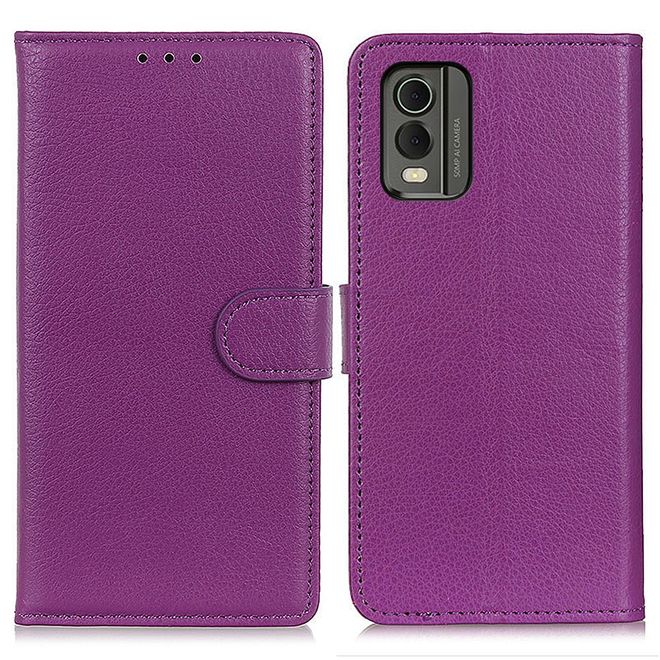 Nokia C32 Handy Hülle - Litchi Leder Bookcover Series - purpur