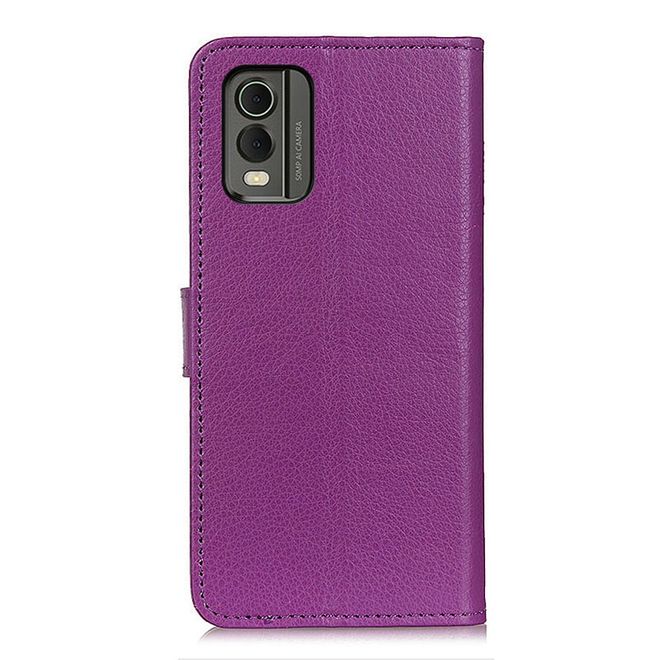 Nokia C32 Handy Hülle - Litchi Leder Bookcover Series - purpur