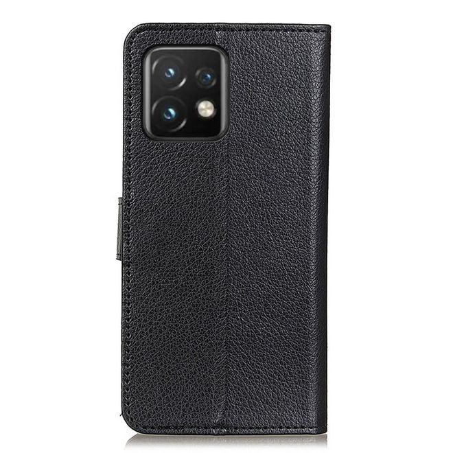Motorola Edge 40 Pro Hülle - Litchi Leder Bookcover Series - schwarz