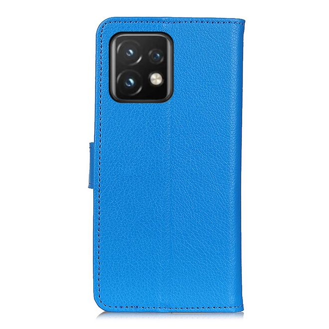 Motorola Edge 40 Pro Hülle - Litchi Leder Bookcover Series - blau