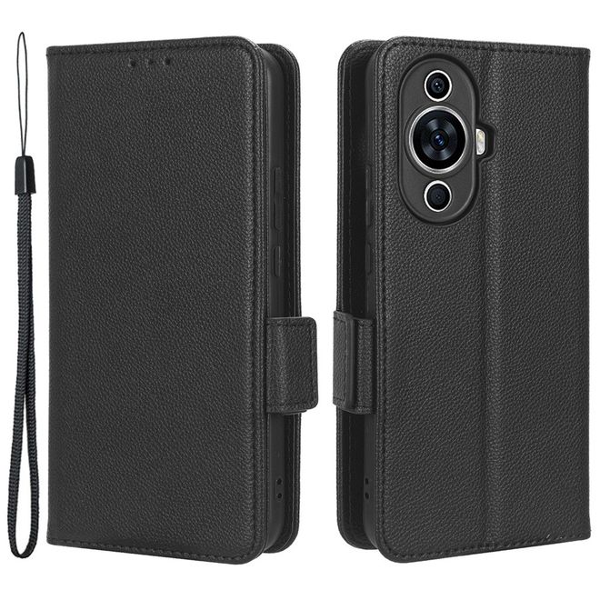 Huawei nova 11 Ultra / nova 11 Pro Hülle - Litchi Leder Bookcover Series - schwarz