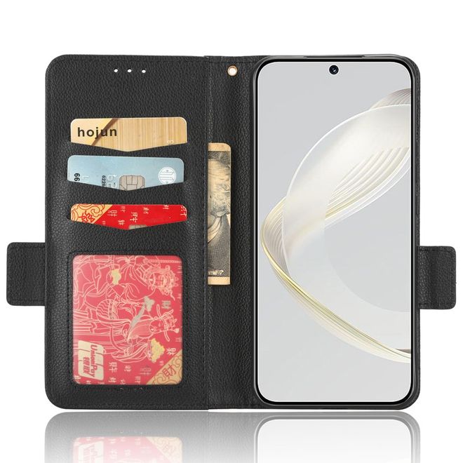 Huawei nova 11 Ultra / nova 11 Pro Hülle - Litchi Leder Bookcover Series - schwarz