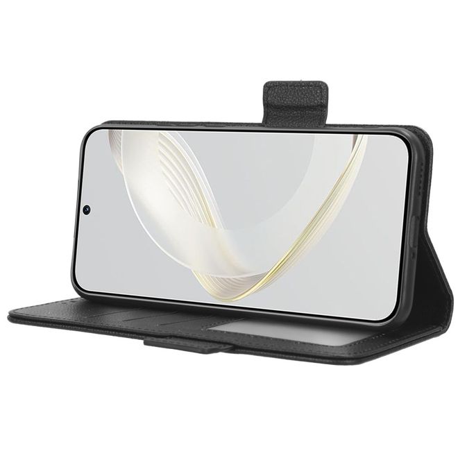 Huawei nova 11 Ultra / nova 11 Pro Hülle - Litchi Leder Bookcover Series - schwarz