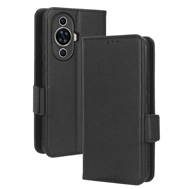 Huawei nova 11 Ultra / nova 11 Pro Hülle - Litchi Leder Bookcover Series - schwarz