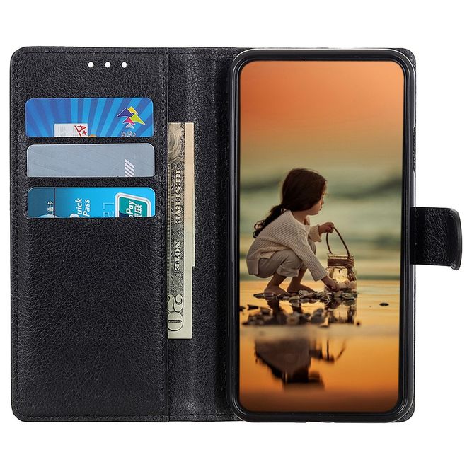 Xiaomi 13 Ultra Hülle - Litchi Leder Bookcover Series - schwarz