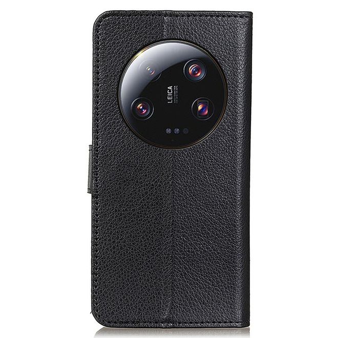 Xiaomi 13 Ultra Hülle - Litchi Leder Bookcover Series - schwarz