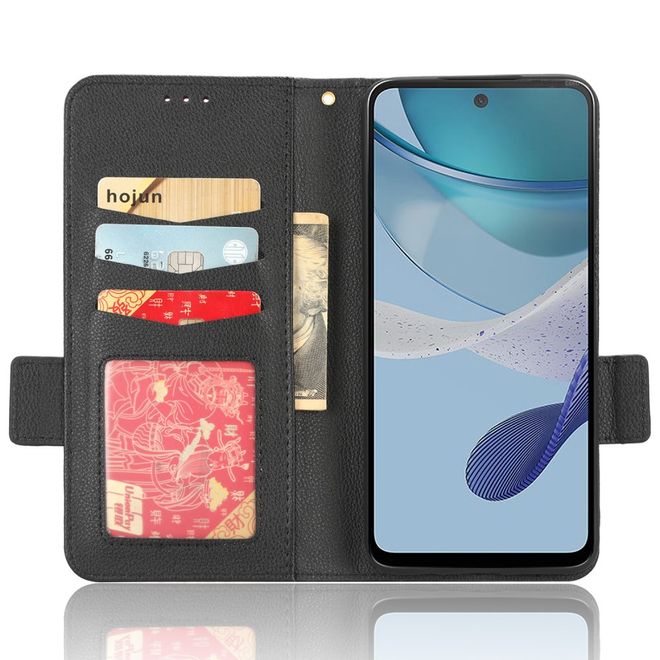 Motorola Moto G Stylus (2023) Hülle - Litchi Leder Bookcover Series - schwarz