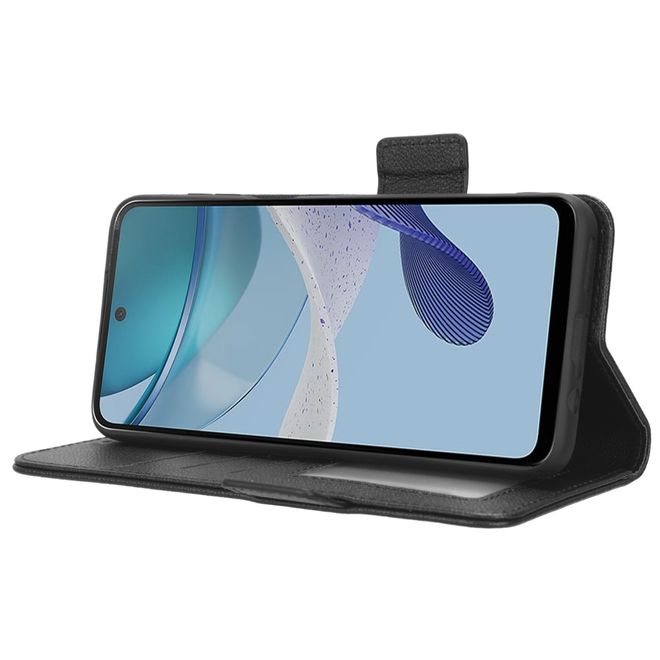 Motorola Moto G Stylus (2023) Hülle - Litchi Leder Bookcover Series - schwarz