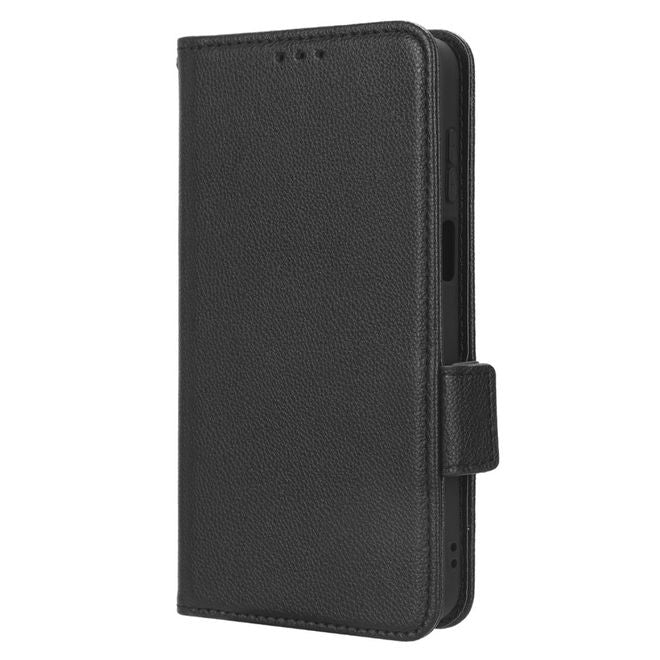 Motorola Moto G Stylus (2023) Hülle - Litchi Leder Bookcover Series - schwarz