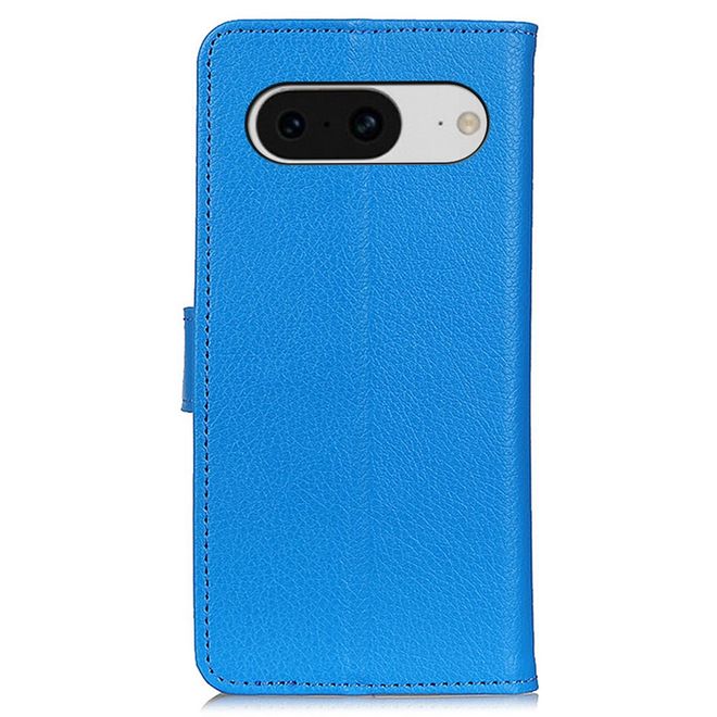 Google Pixel 8 Hülle - Litchi Leder Bookcover Series - blau