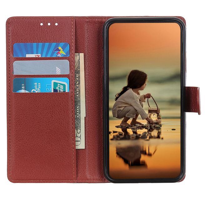 Google Pixel 8 Hülle - Litchi Leder Bookcover Series - braun