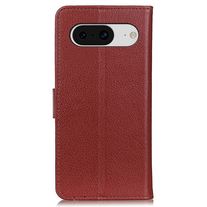 Google Pixel 8 Hülle - Litchi Leder Bookcover Series - braun