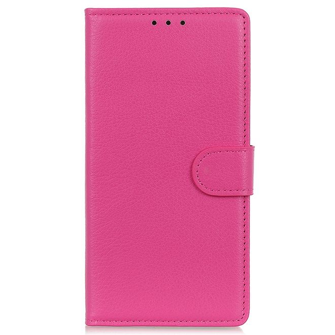 Google Pixel 8 Hülle - Litchi Leder Bookcover Series - pink