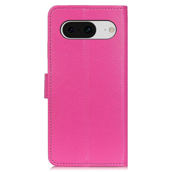 Google Pixel 8 Hülle - Litchi Leder Bookcover Series - pink