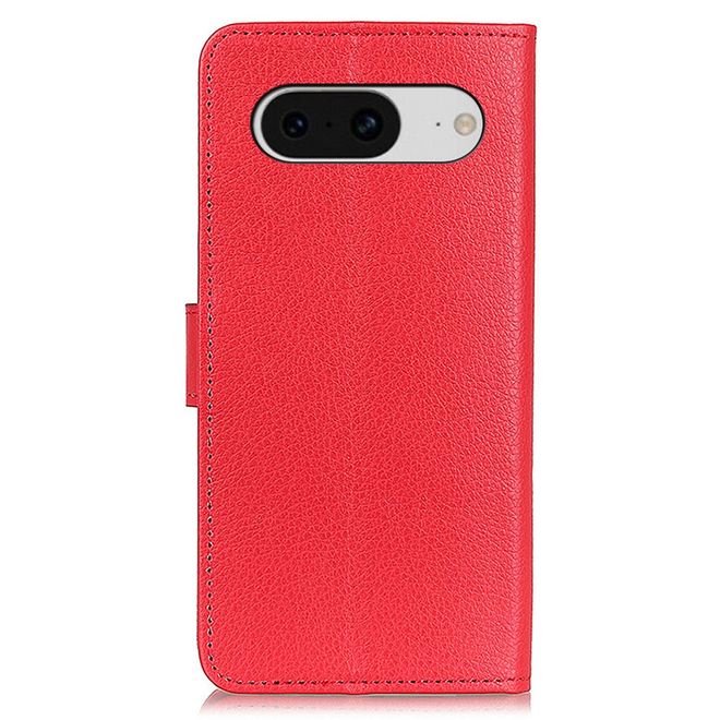 Google Pixel 8 Hülle - Litchi Leder Bookcover Series - rot
