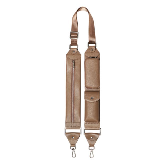 iPhone 14 genuine leather shoulder strap with 3 compartments - incl. clear TPU MagSafe crossbody case - camel