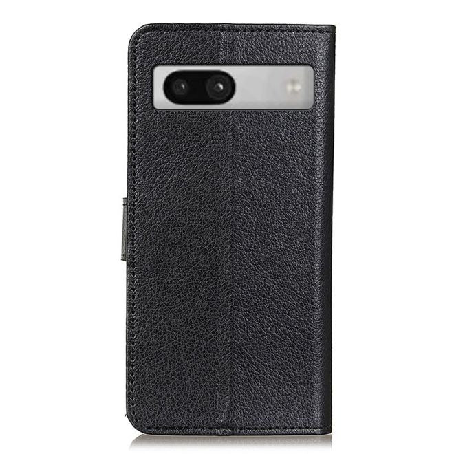 Google Pixel 7a Hülle - Litchi Leder Bookcover Series - schwarz