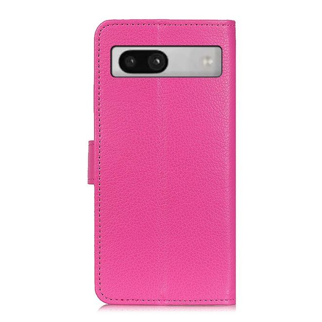 Google Pixel 7a Hülle - Litchi Leder Bookcover Series - pink