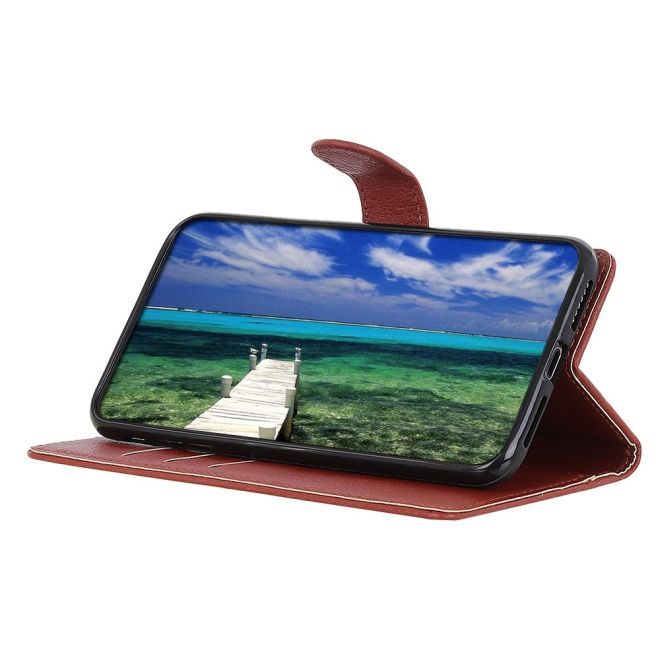 Google Pixel 7a Hülle - Litchi Leder Bookcover Series - braun