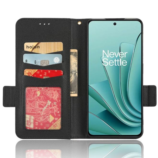 OnePlus Nord 3 Hülle - Litchi Leder Bookcover Series - schwarz