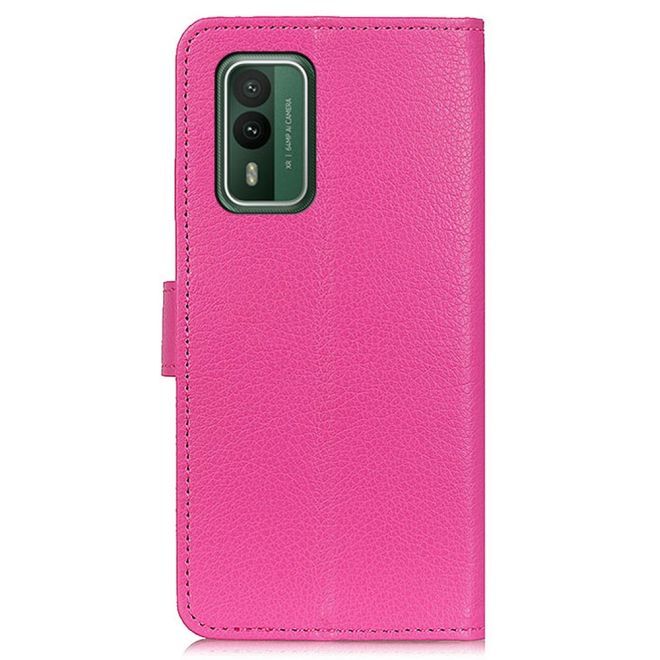 Nokia XR21 Hülle - Litchi Leder Bookcover Series - pink