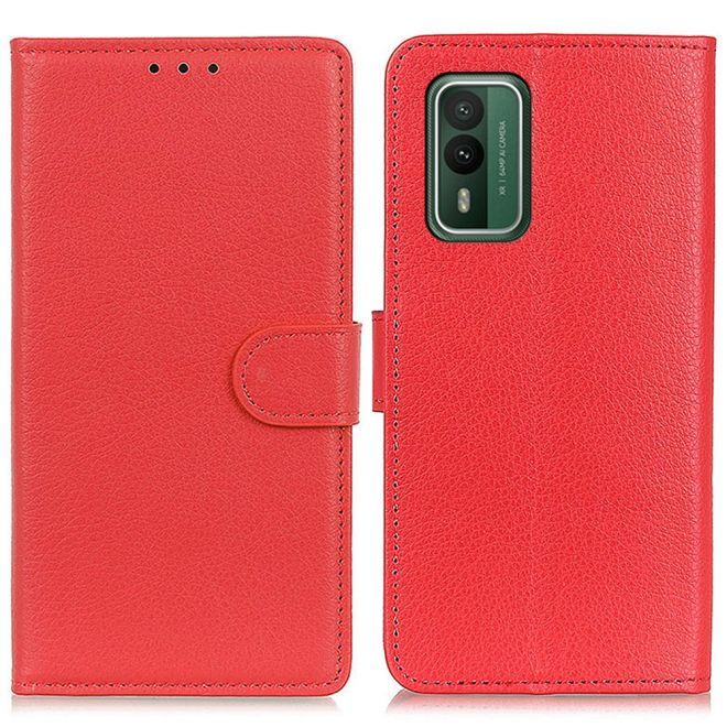 Nokia XR21 Hülle - Litchi Leder Bookcover Series - rot