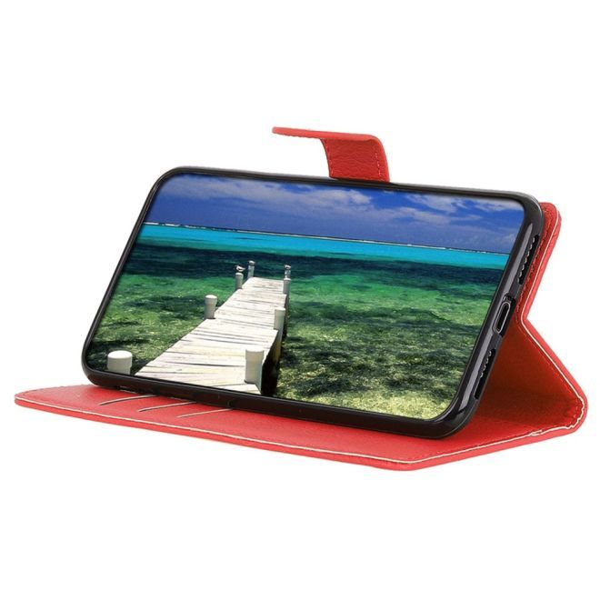 Nokia XR21 Hülle - Litchi Leder Bookcover Series - rot