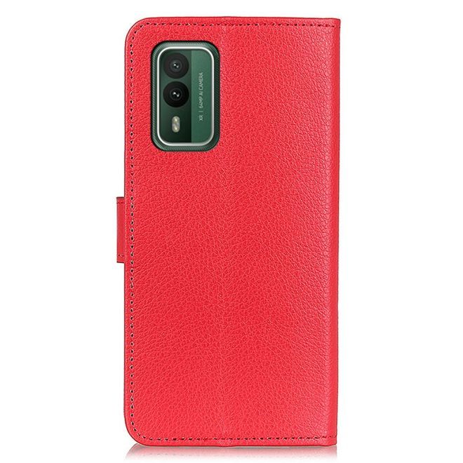 Nokia XR21 Hülle - Litchi Leder Bookcover Series - rot