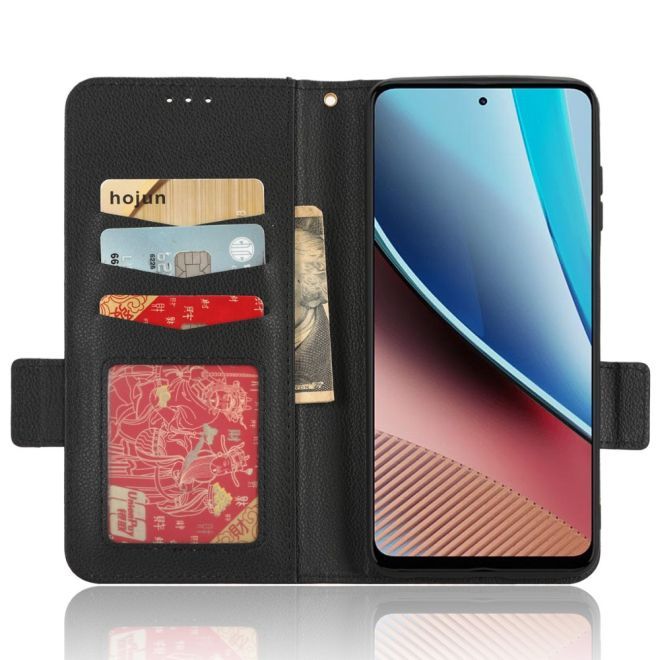 Motorola Moto G Stylus (2023) Hülle - Litchi Leder Bookcover Series - schwarz