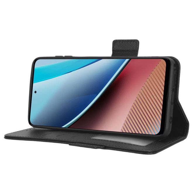 Motorola Moto G Stylus (2023) Hülle - Litchi Leder Bookcover Series - schwarz