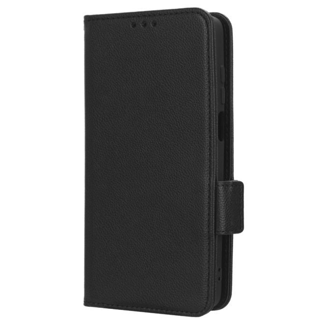 Motorola Moto G Stylus (2023) Hülle - Litchi Leder Bookcover Series - schwarz