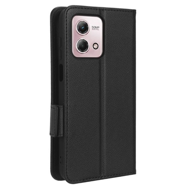 Motorola Moto G Stylus (2023) Hülle - Litchi Leder Bookcover Series - schwarz