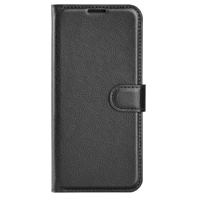 vivo Y22s Hülle - Litchi Leder Bookcover Series - schwarz