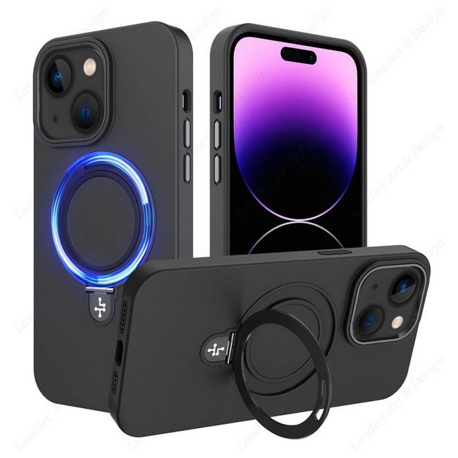 iPhone 15 Plus Case - Soft Case with Stand Function - Liquid Silicone MagSafe Stand Series - Black