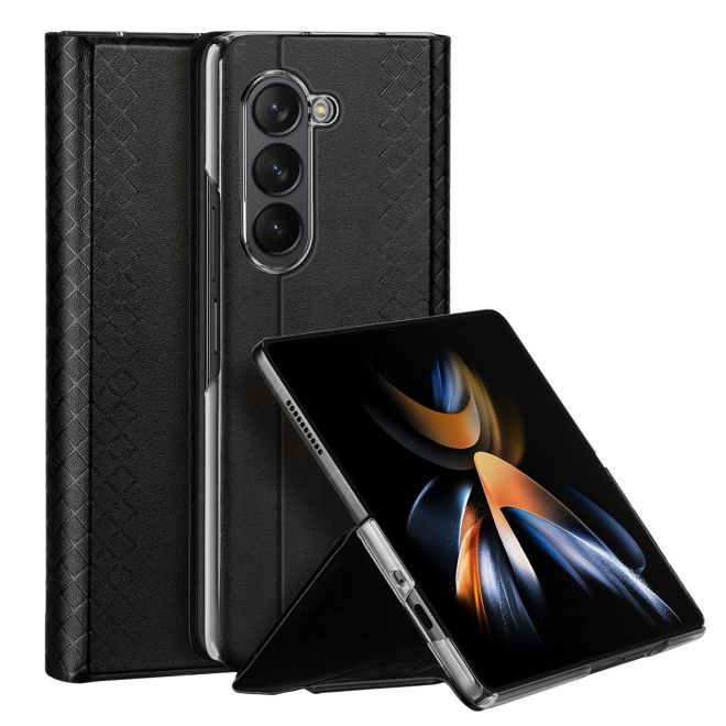 Dux Ducis - Samsung Galaxy Z Fold5 Hülle - Leder Case - Bril Series - schwarz