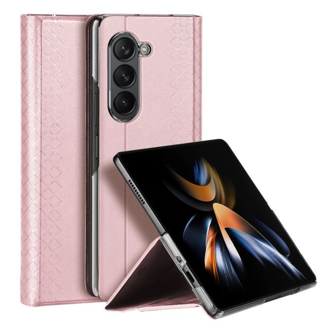 Dux Ducis - Samsung Galaxy Z Fold5 Hülle - Leder Case - Bril Series - rosa