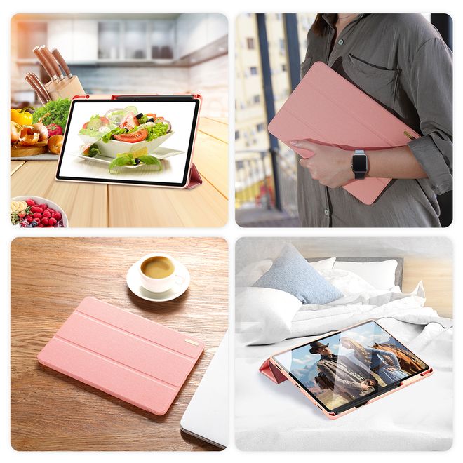 Dux Ducis - Samsung Galaxy Tab S9+ Hülle - Leder Smart Flip Case - Domo Series - pink