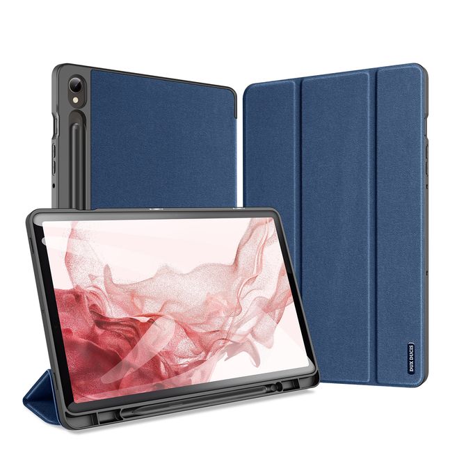 Dux Ducis - Samsung Galaxy Tab S9 Hülle - Leder Smart Flip Case - Domo Series - blau
