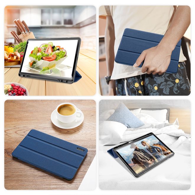 Dux Ducis - Samsung Galaxy Tab S9 Hülle - Leder Smart Flip Case - Domo Series - blau