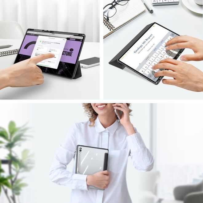 Dux Ducis - Samsung Galaxy Tab S9 Ultra / S8 Ultra Hülle - Leder Bookcover - Toby Series - schwarz