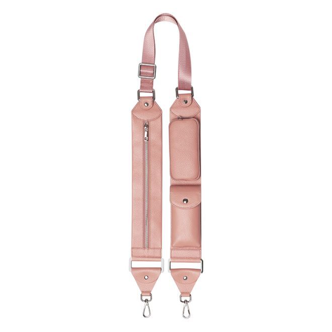 iPhone 15 Pro genuine leather shoulder strap with 3 compartments - incl. clear TPU case - dusty rose