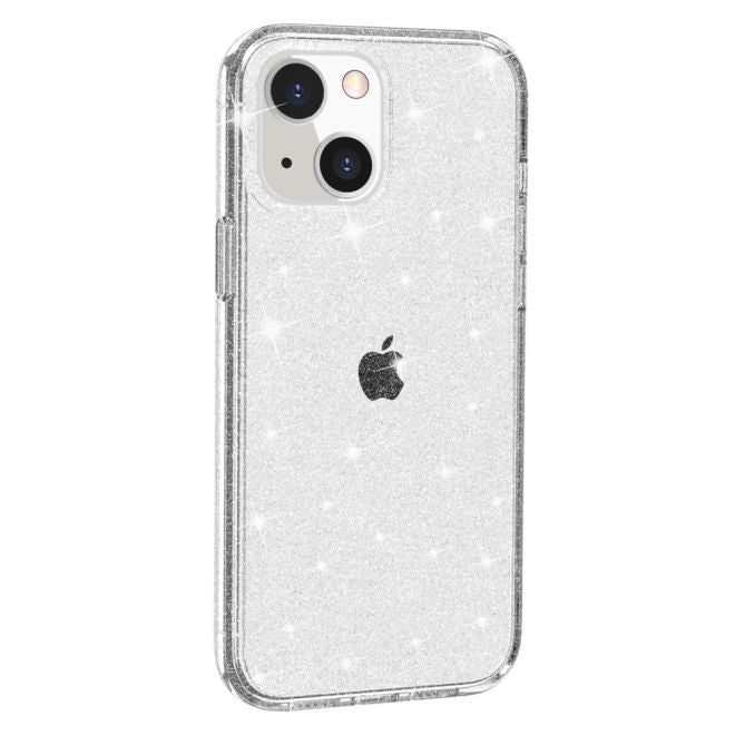 iPhone 15 Plus Case - Hybrid Hardcase with TPU Edge - Glittery Powder Soft TPU Series - White