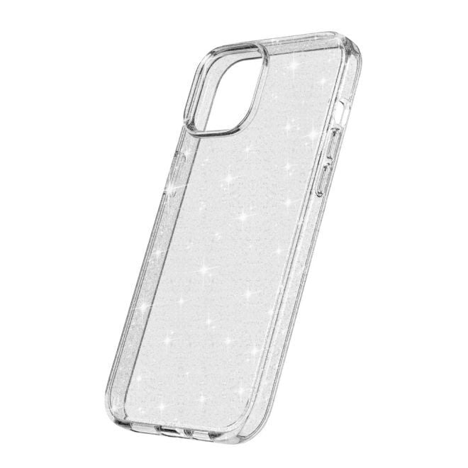 iPhone 15 Plus Case - Hybrid Hardcase with TPU Edge - Glittery Powder Soft TPU Series - White