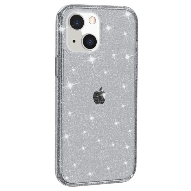 iPhone 15 Plus Case - Hybrid Hardcase with TPU Edge - Glittery Powder Soft TPU Series - Grey