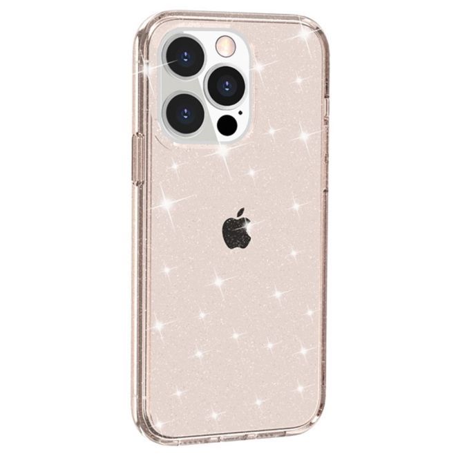 iPhone 15 Pro Max Hülle - Hybrid Hardcase mit TPU Rand - Glittery Powder Soft TPU Series - gold