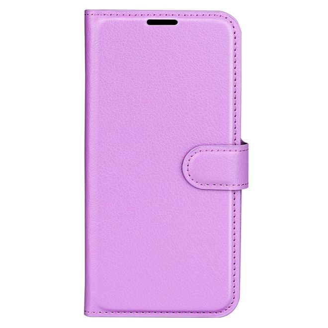 iPhone 15 Handy Hülle - Litchi Leder Bookcover Series - purpur