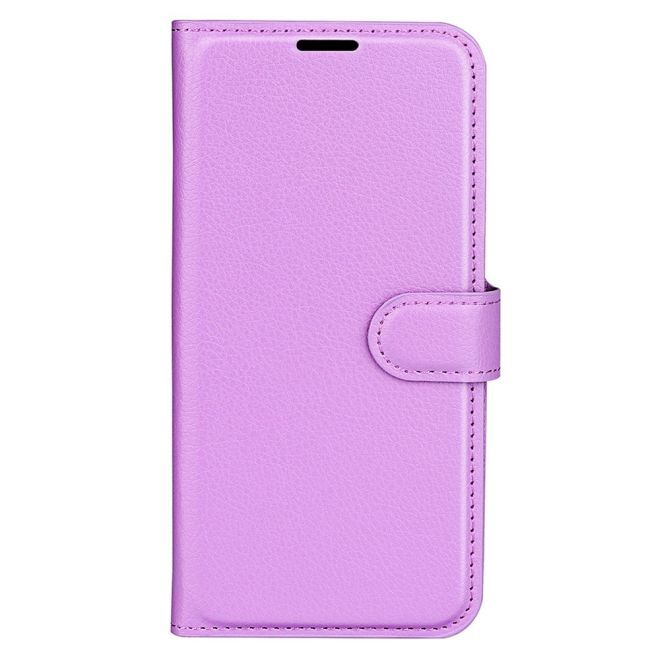 Étui pour iPhone 15 Pro Max - Collection Litchi Leather Bookcover - Violet