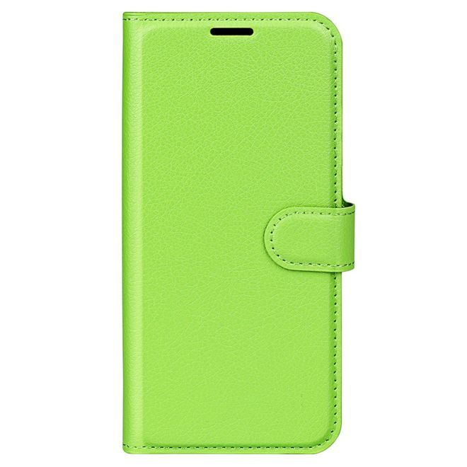 Étui pour iPhone 15 Pro - Collection Litchi Leather Bookcover - Vert