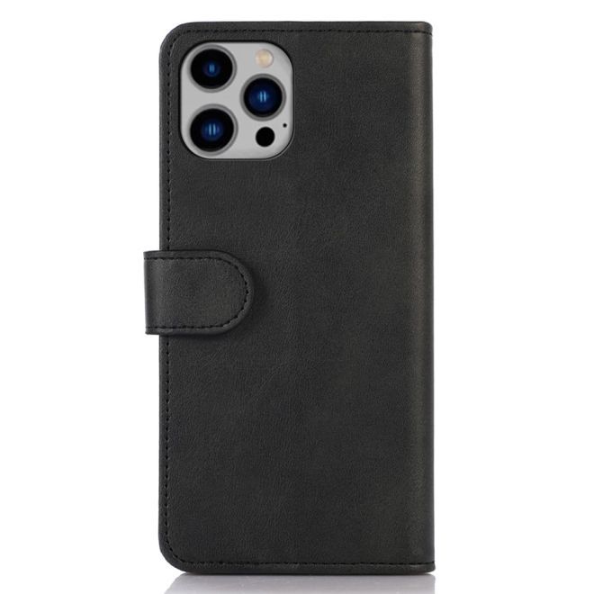 iPhone 15 Pro Max Handy Hülle - Leder Bookcover - PU Leather Stand Wallet Series - schwarz