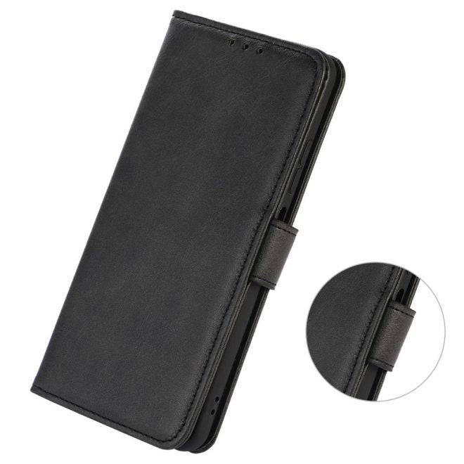 iPhone 15 Plus Phone Case - Leather Book Cover - PU Leather Stand Wallet Series - Black